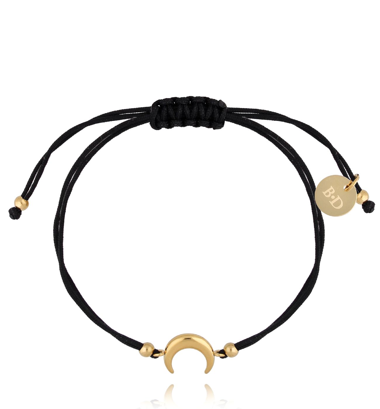 Bransoletka złota z czarnym sznurkiem i księżycem Girls Night BGL0671