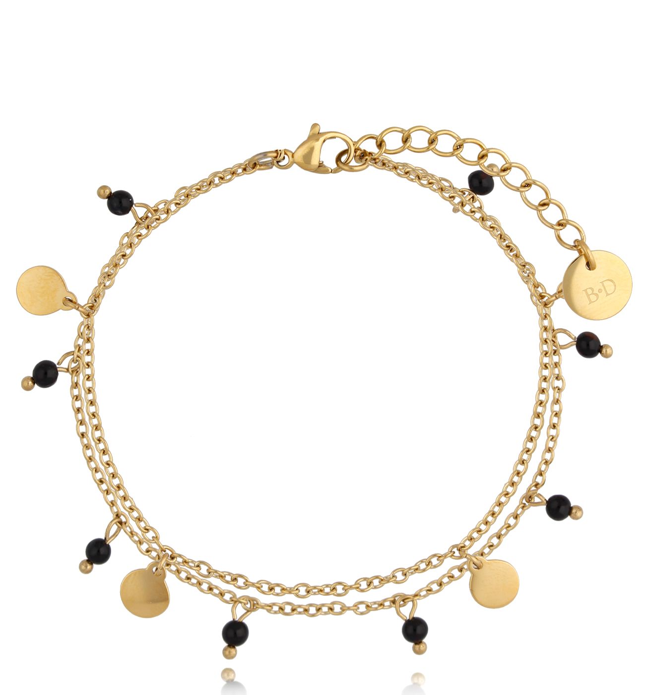 Bransoletka złota z czarnymi agatami Arua BSA0409