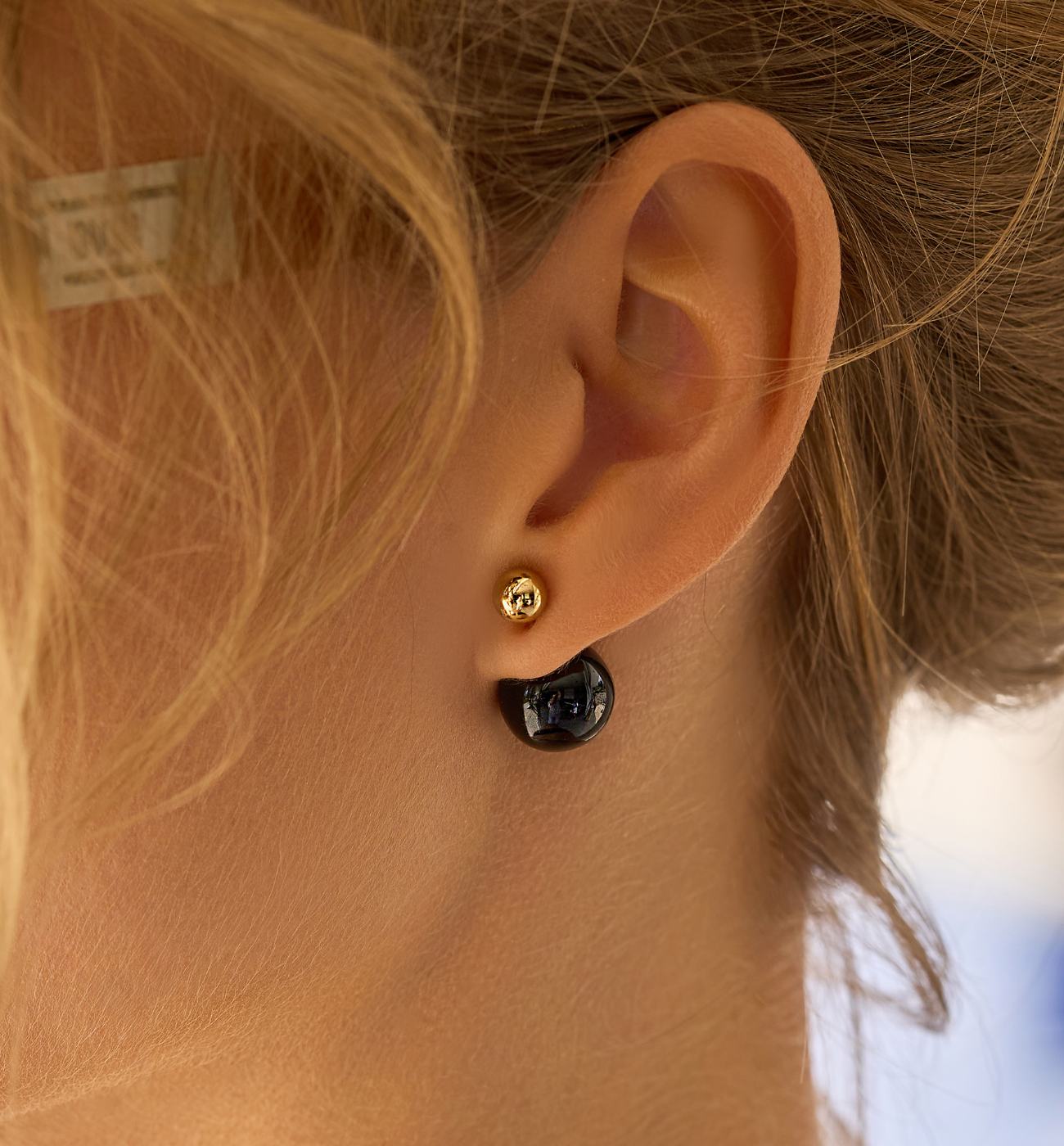 Kolczyki złote kulki z czarną emalią Balls KSA1502
