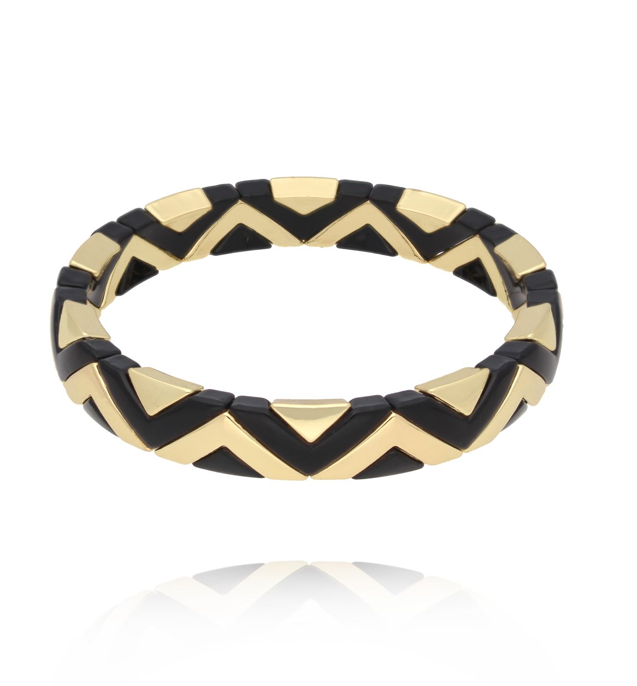 Bransoletka elastyczna w czarno-złotym odcieniu BCR0039
