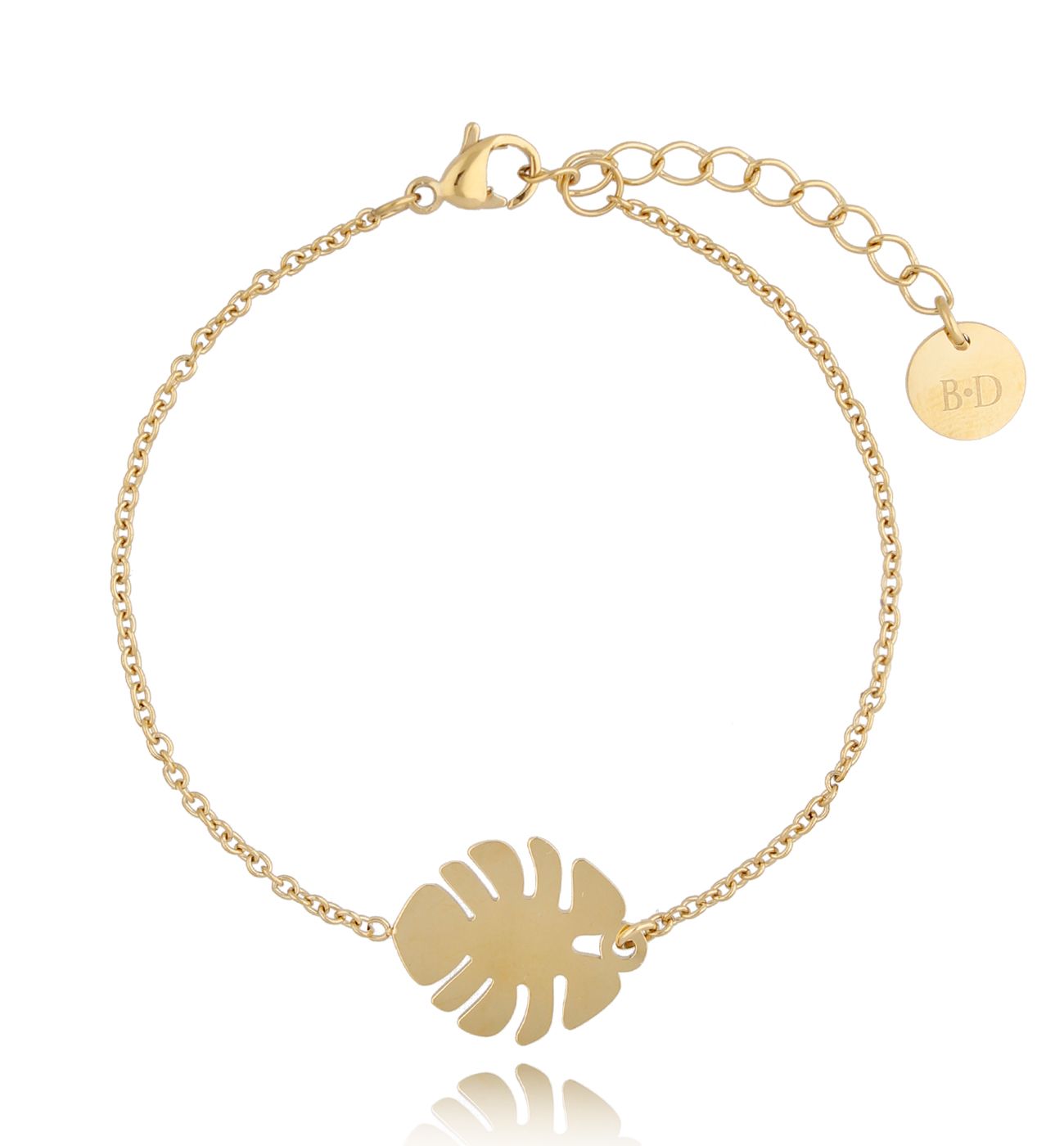 Bransoletka złota ze stali szlachetnej z liściem monstery BSA0132