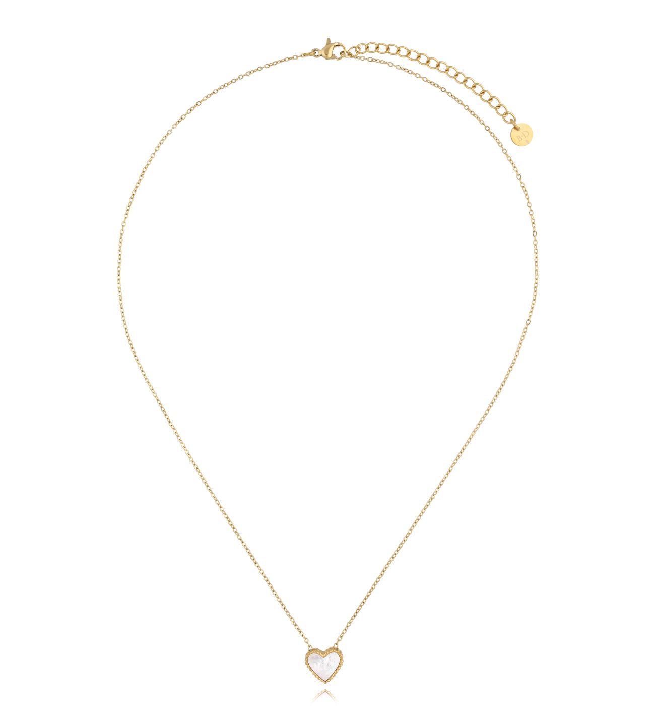 Naszyjnik z sercem z masy perłowej złoty NSA1211