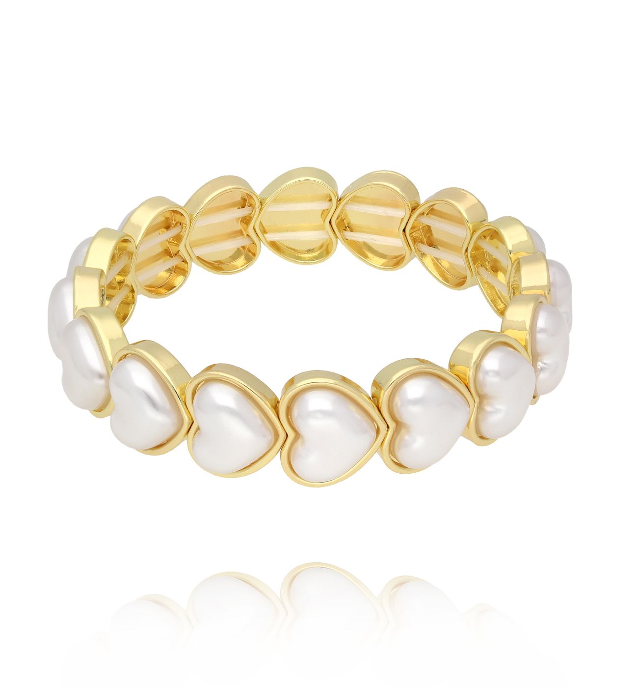 Bransoletka z perłami w kształcie serc BCR0027 - By Dziubeka