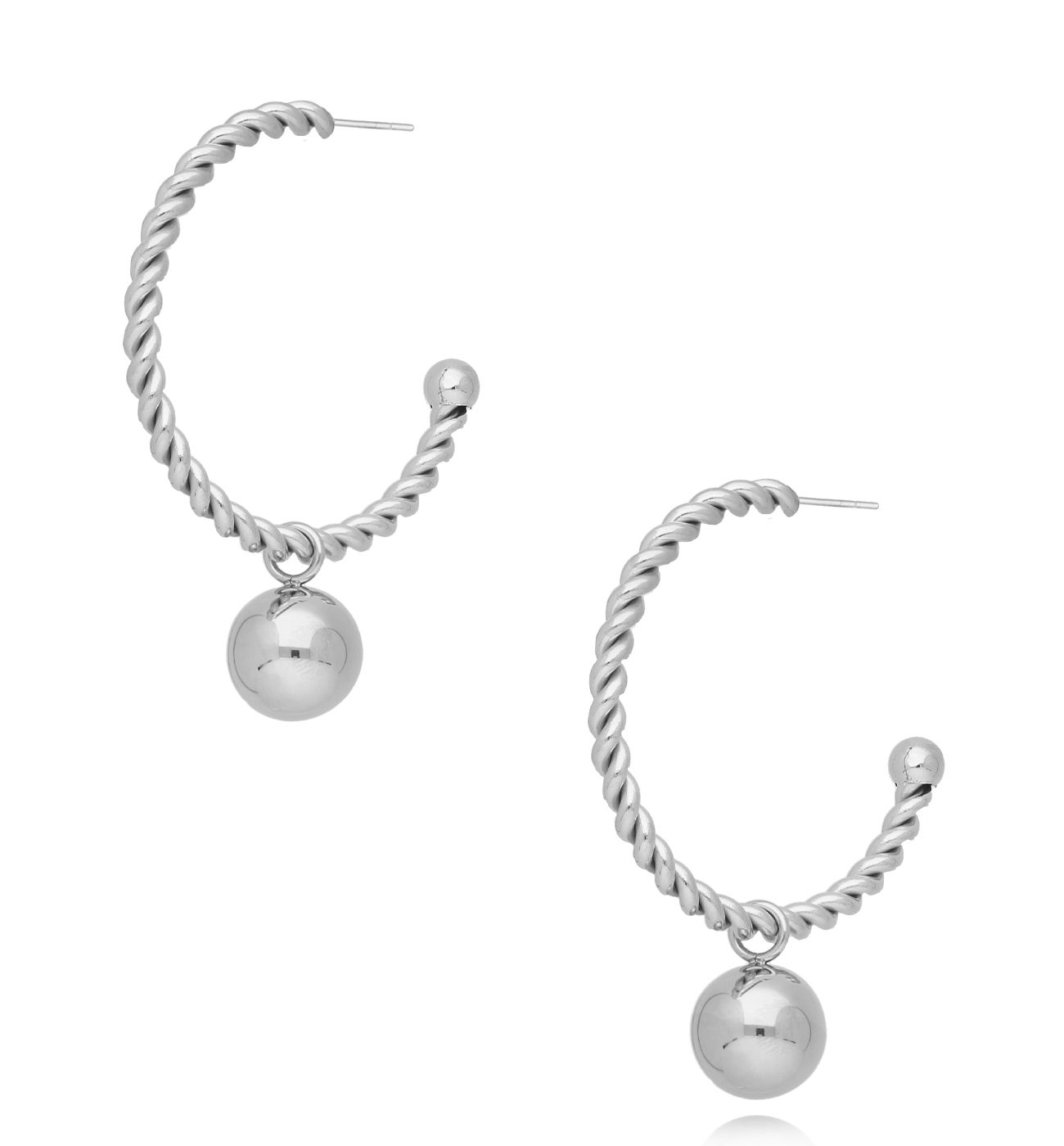 Kolczyki srebrne okrągłe z kulką Reika - By Dziubeka