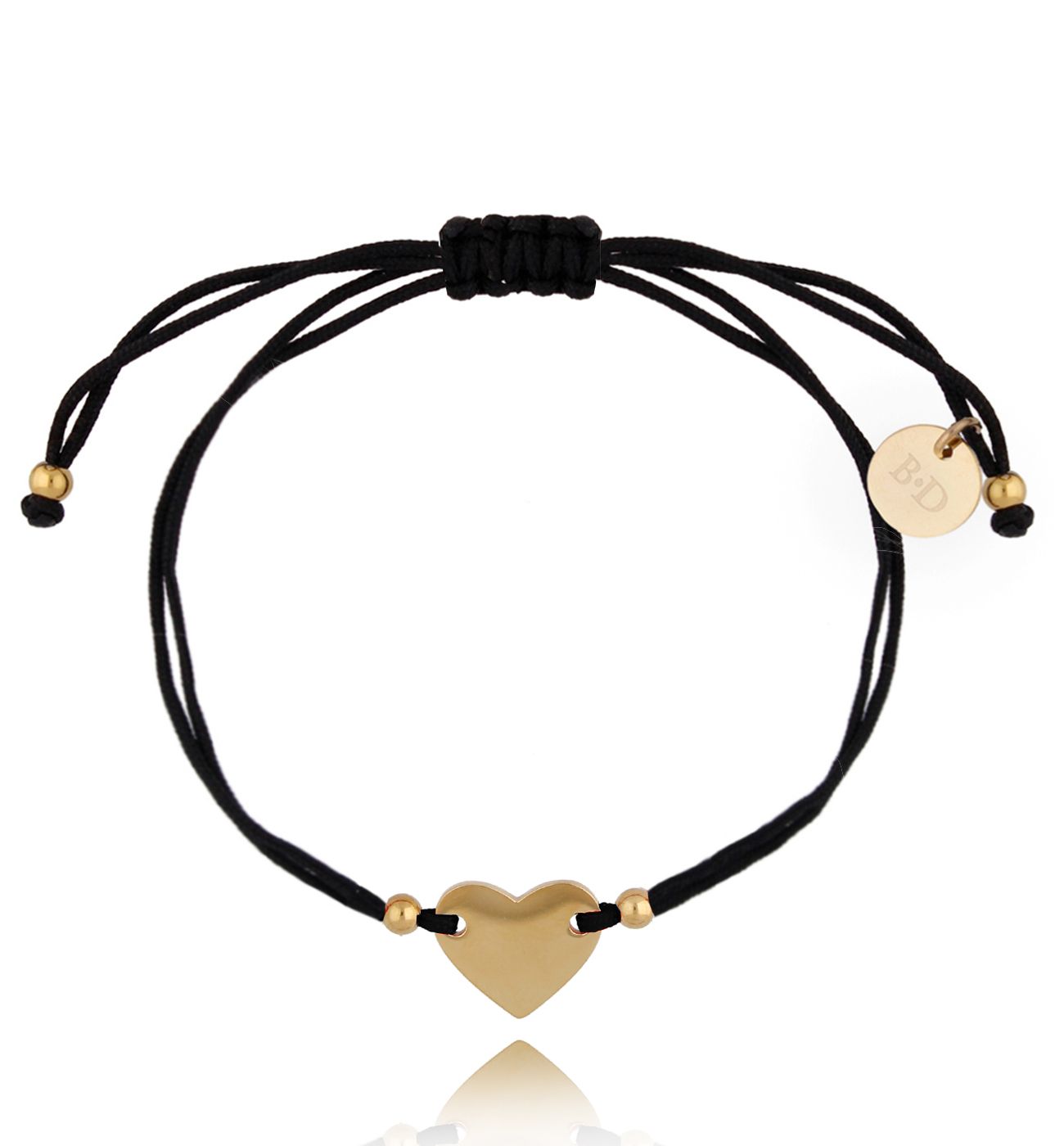 Bransoletka czarno-złota z serduszkiem Because of You BGL0545 - By Dziubeka