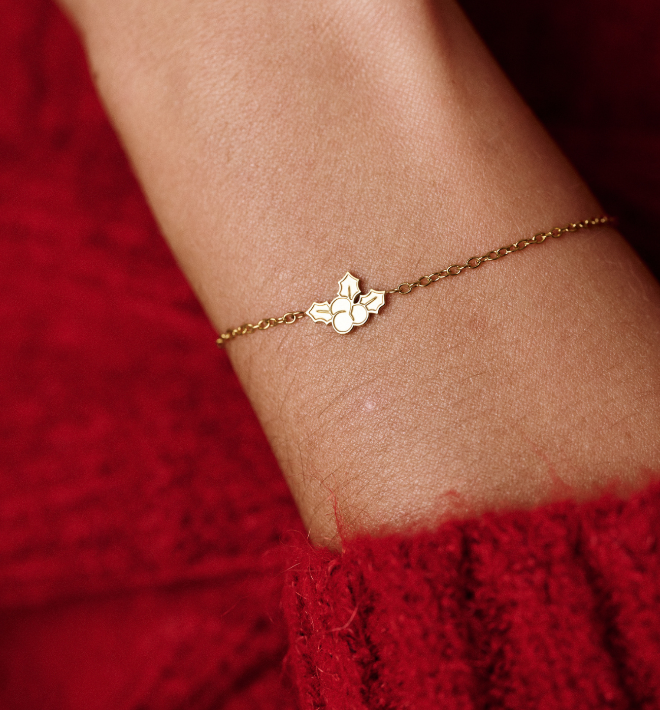 Bransoletka ze świątecznymi listkami złota BSA0837