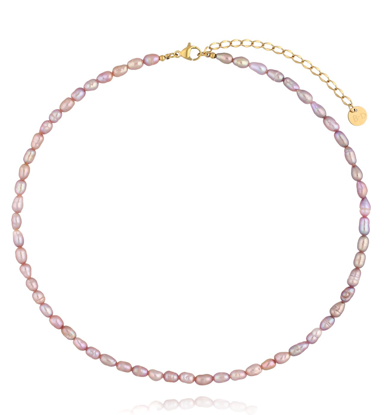 Naszyjnik różowo-liliowy z naturalnych pereł - By Dziubeka