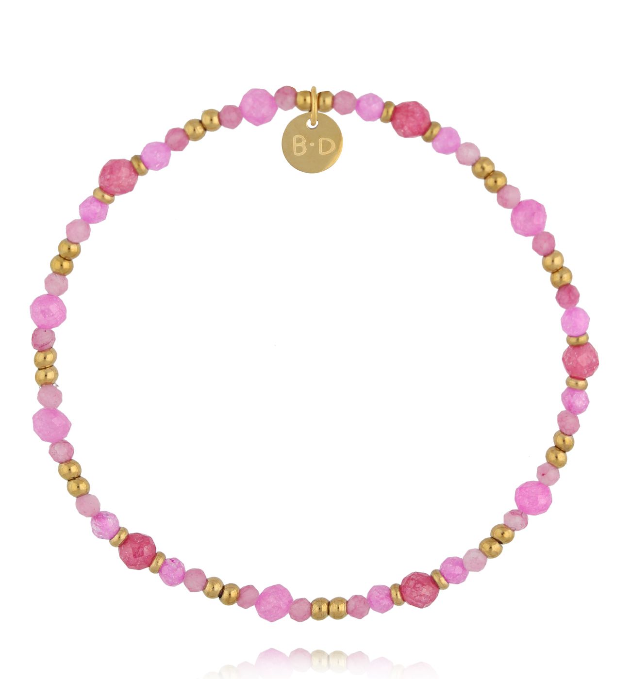 Bransoletka na gumce różowa z cyrkoniami BTW3463