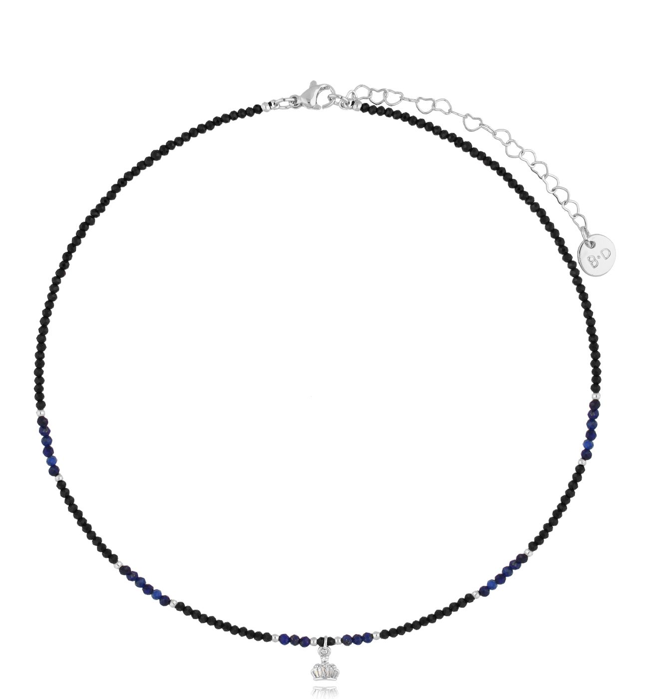 Naszyjnik z turmalinami i koroną srebrny NTW1248