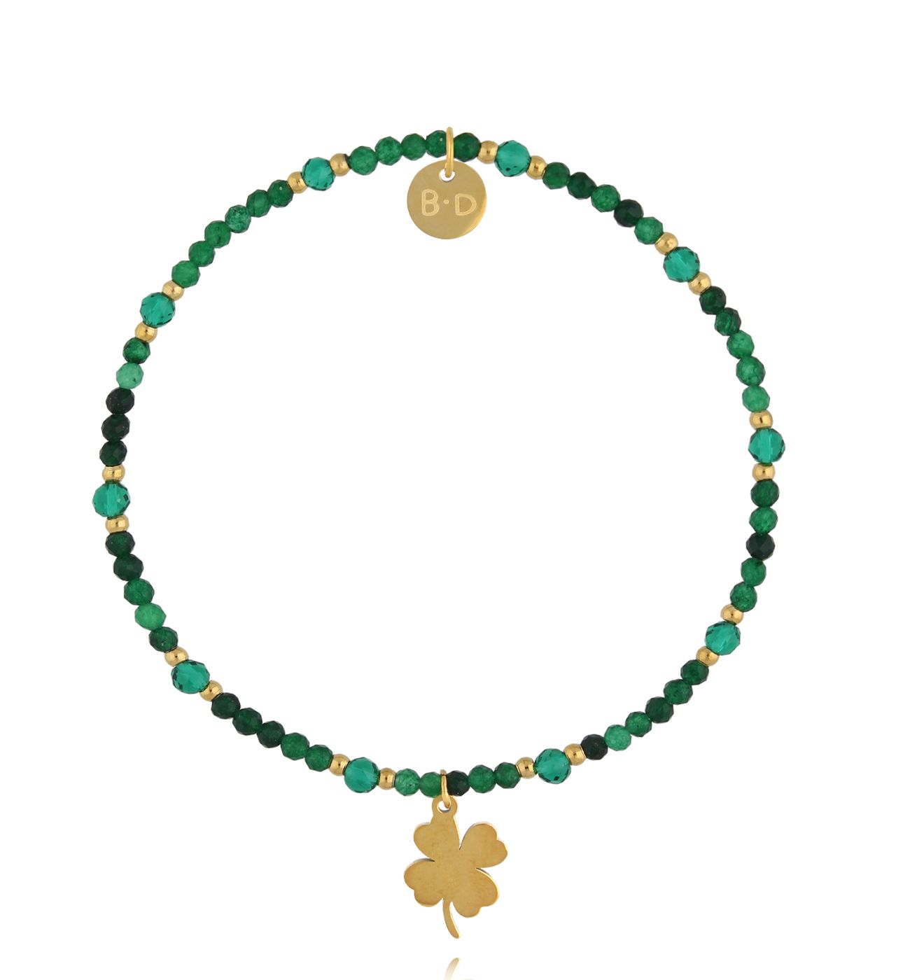 Bransoletka zielona z koniczynką - By Dziubeka