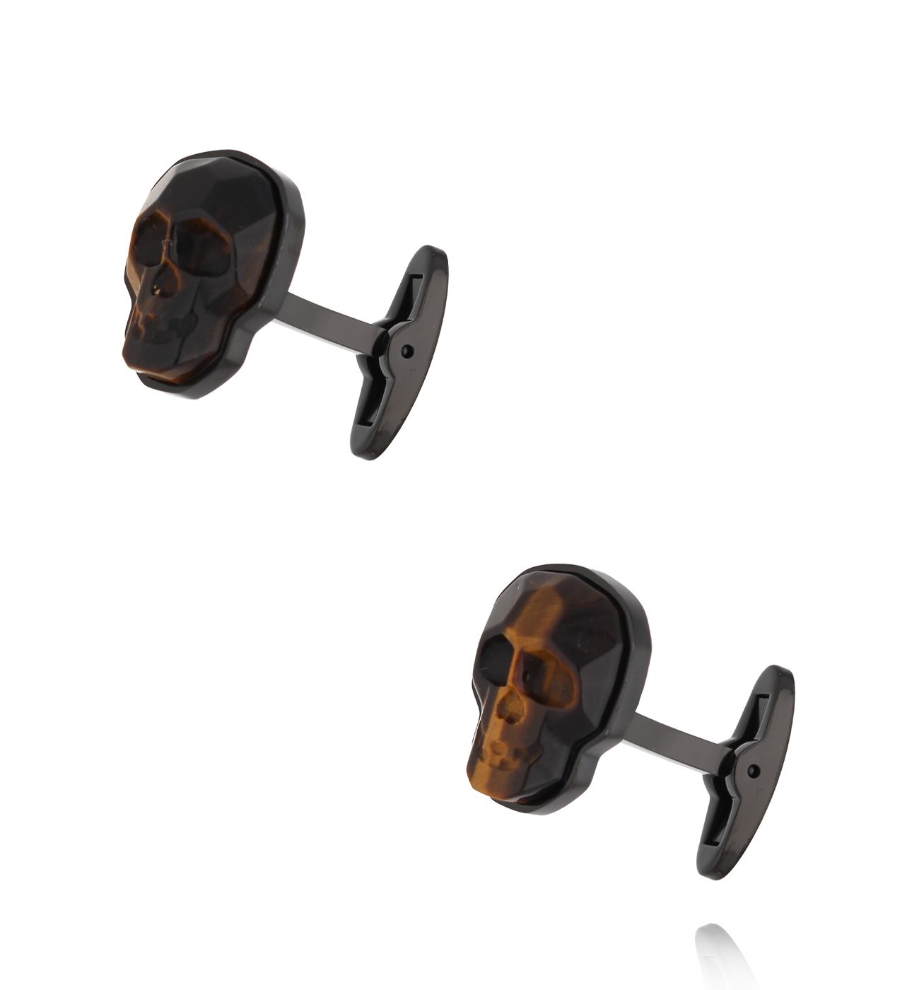 Spinki do mankietów czaszki z tygrysim okiem czarne SMITC0005 - By Dziubeka