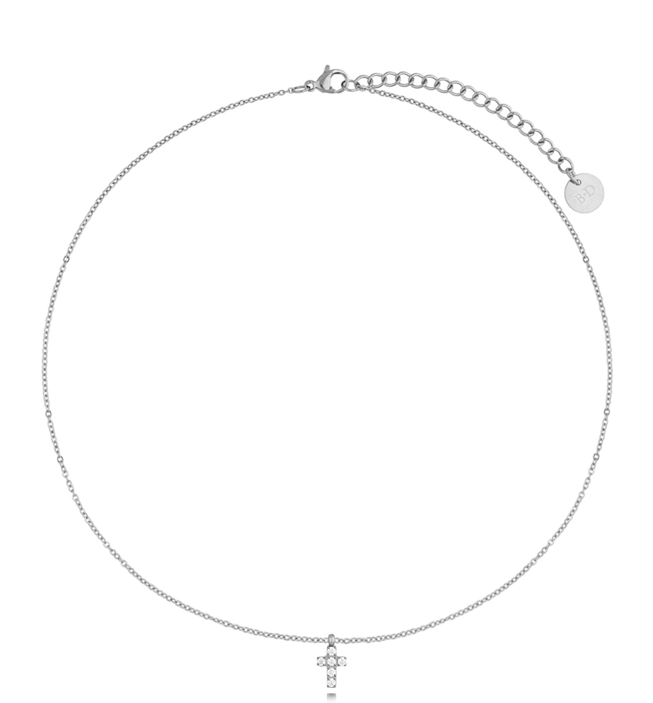 Naszyjnik srebrny z krzyżykiem z cyrkoniami Cristal Cross NSA0703