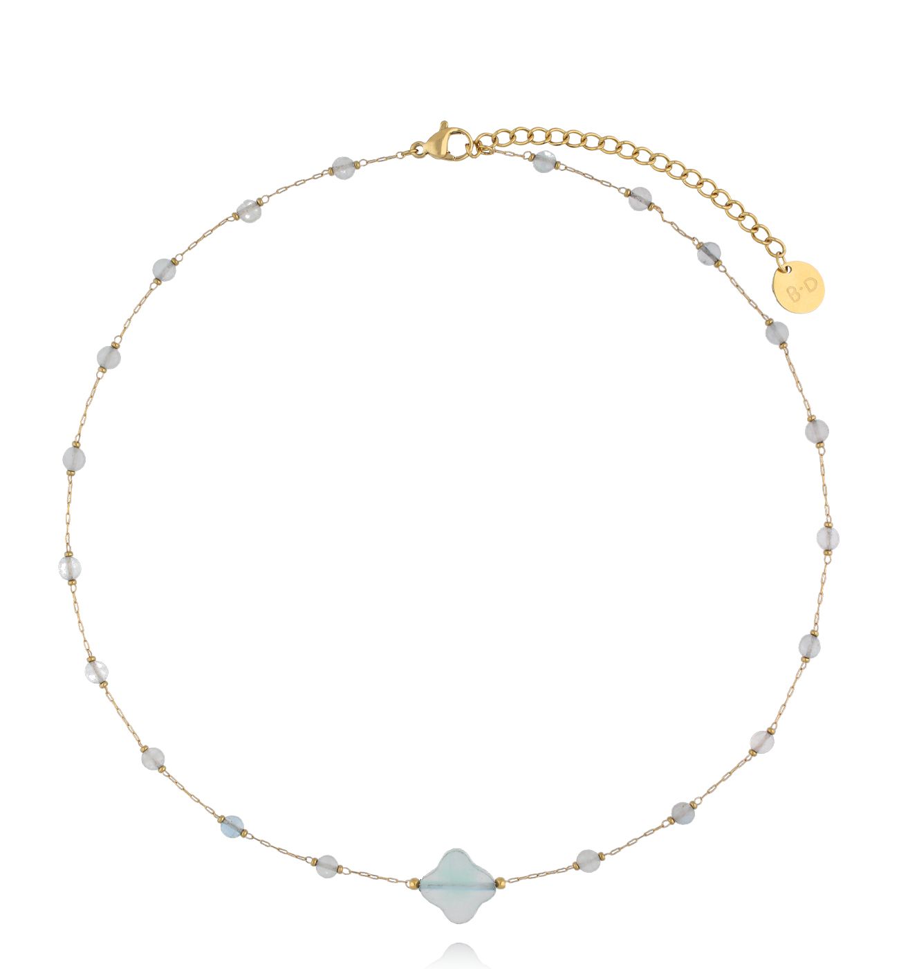 Naszyjnik z koniczynką i akwamarynami NPA1321