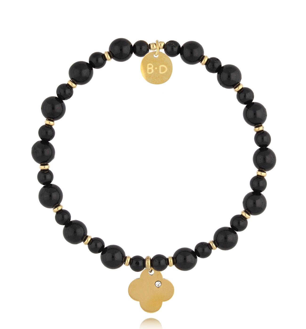 Bransoletka czarna z koniczynką Sariah BTW2477