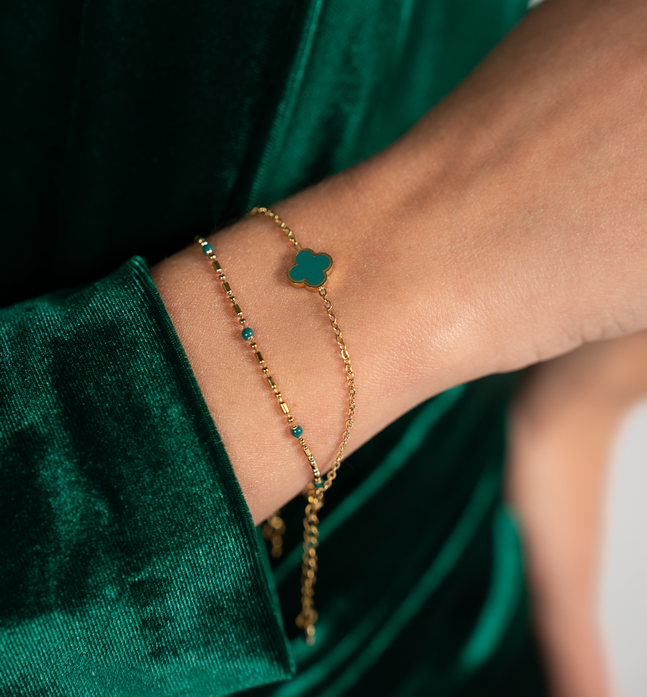 Zestaw zielonych bransoletek Z0335 - By Dziubeka