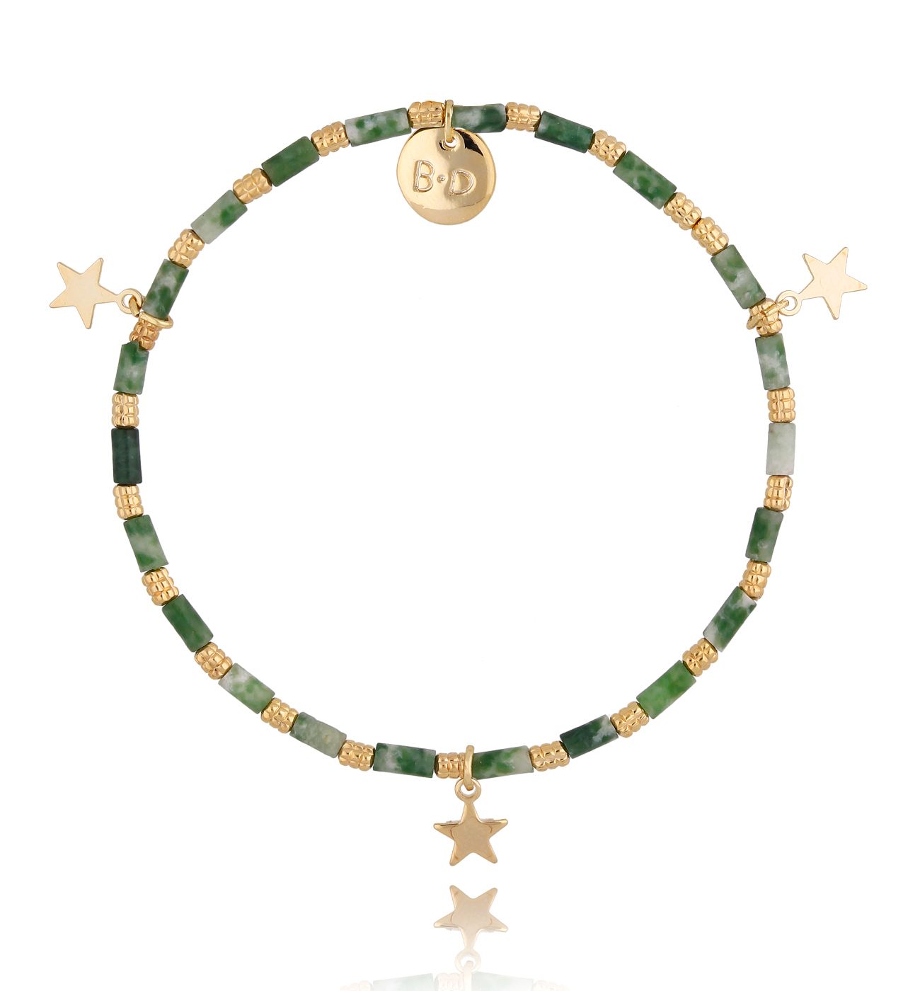 Bransoletka zielona z gwiazdkami BTW0378