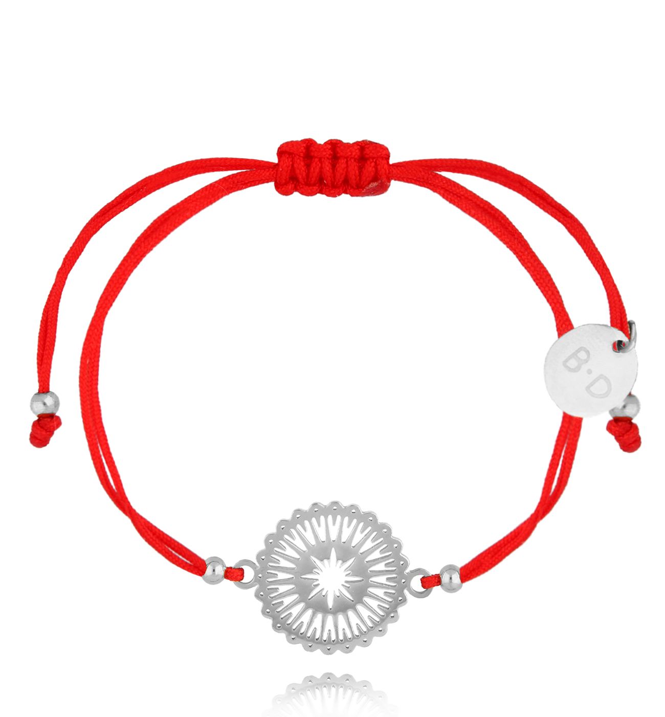 Bransoletka czerwona ze srebrną rozetką Brit BGL0975 - By Dziubeka
