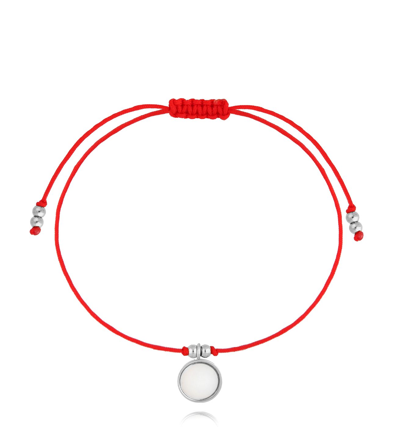 Bransoletka z czerwonym sznurkiem i kółkiem BGL1027 - By Dziubeka