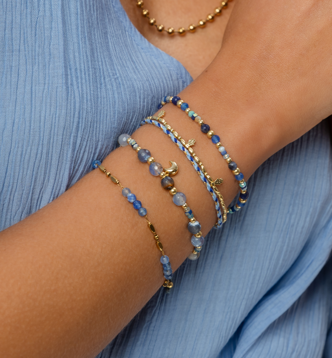 Bransoletka niebieska z agatami - By Dziubeka