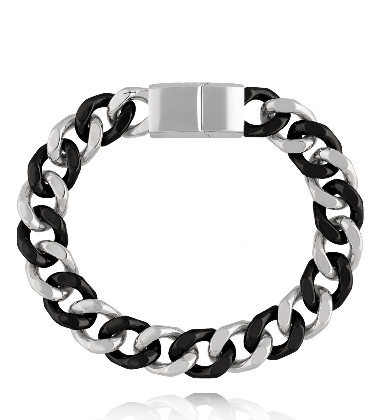 Bransoletka z łańcuchem srebrno czarnym 21 - By Dziubeka