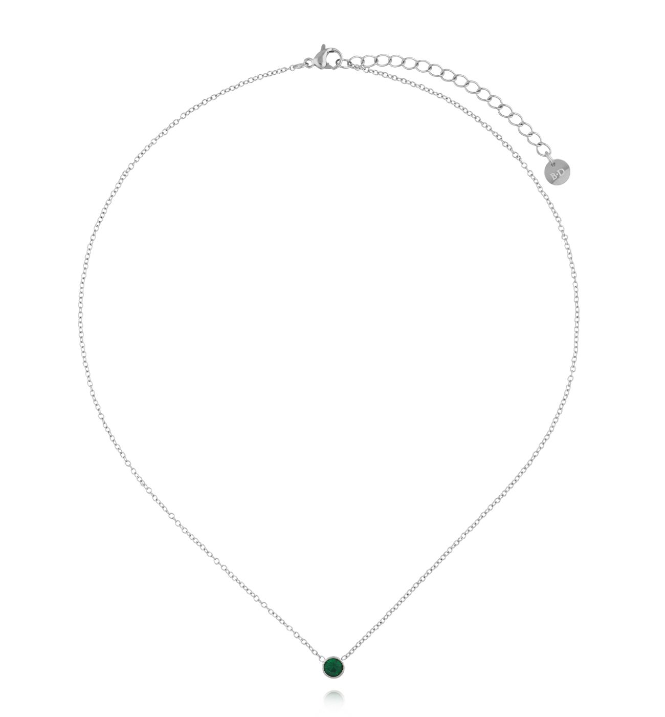 Naszyjnik z zieloną cyrkonią srebny - By Dziubeka