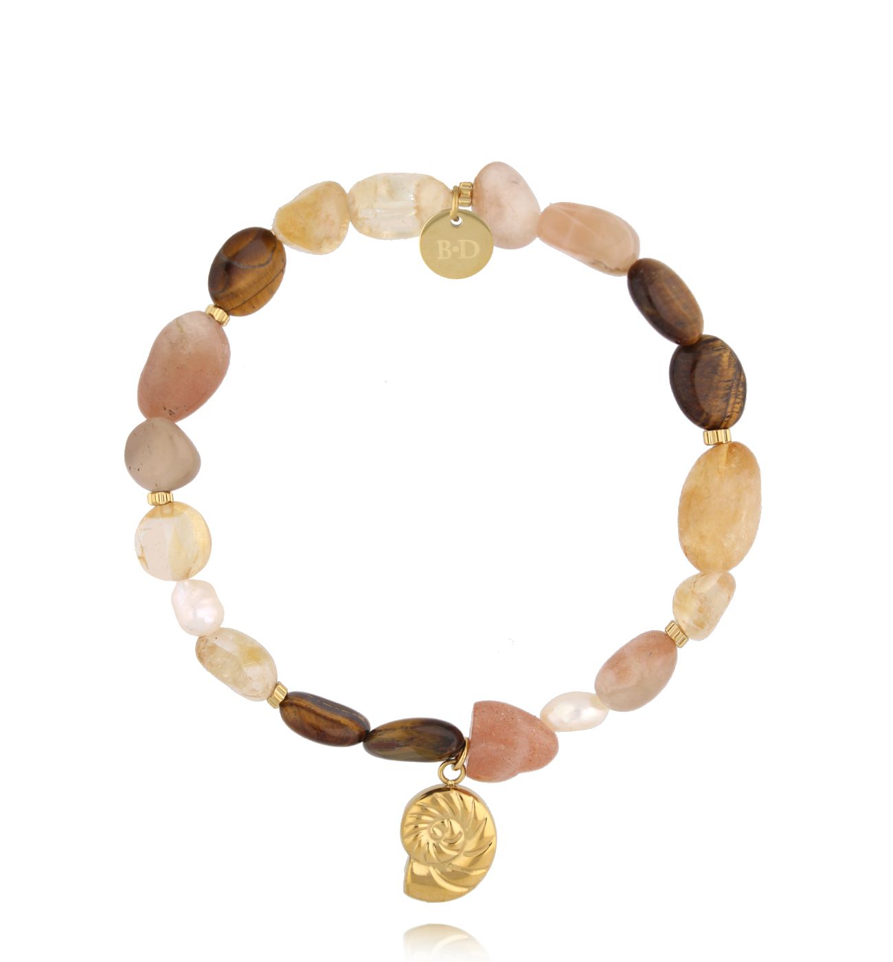 Bransoletka z kamieni naturalnych i zawieszką muszli BSC2292