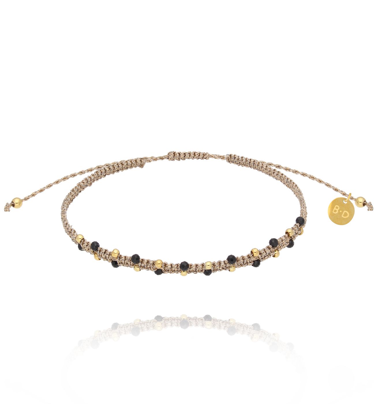 Bransoletka z turmalinami i beżowym sznurkiem BMT0305 - By Dziubeka