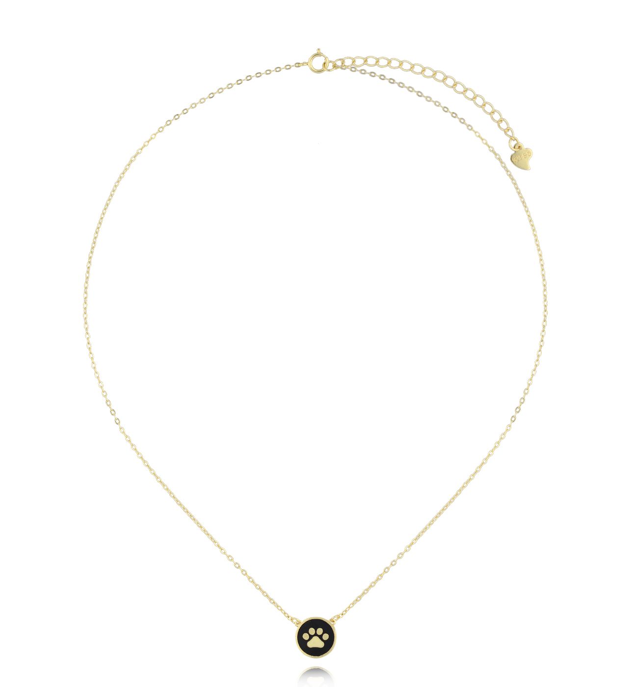 Naszyjnik złoty z łapką i czarną emalią NCA0012