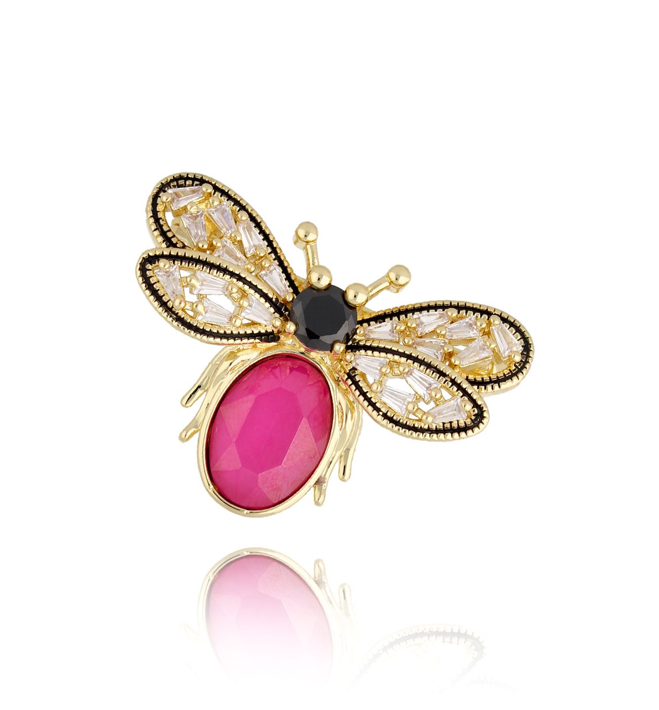 Broszka z fuksjowym motylem Prado - By Dziubeka