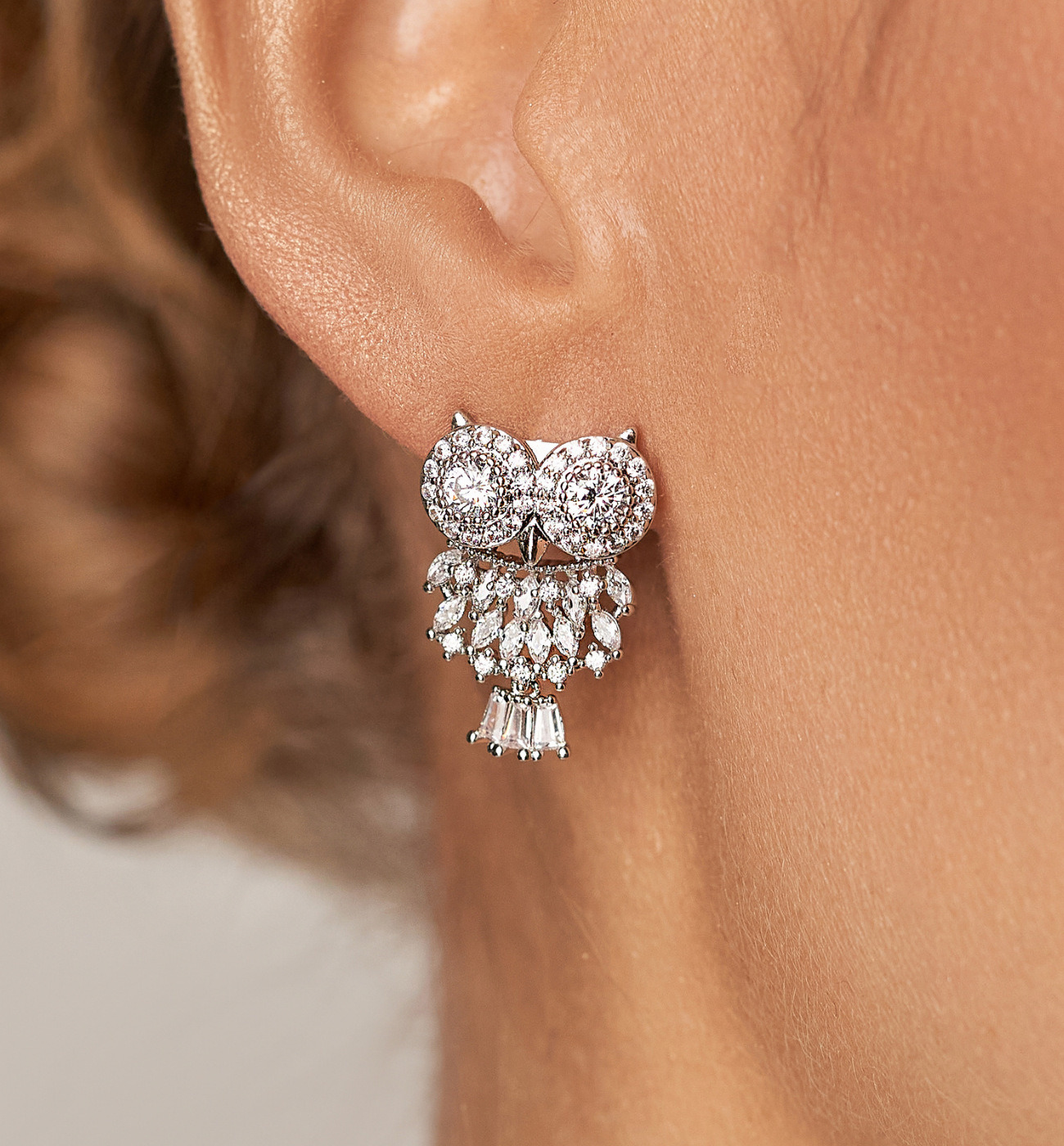 Kolczyki srebrne sowy Hadano KSS1648