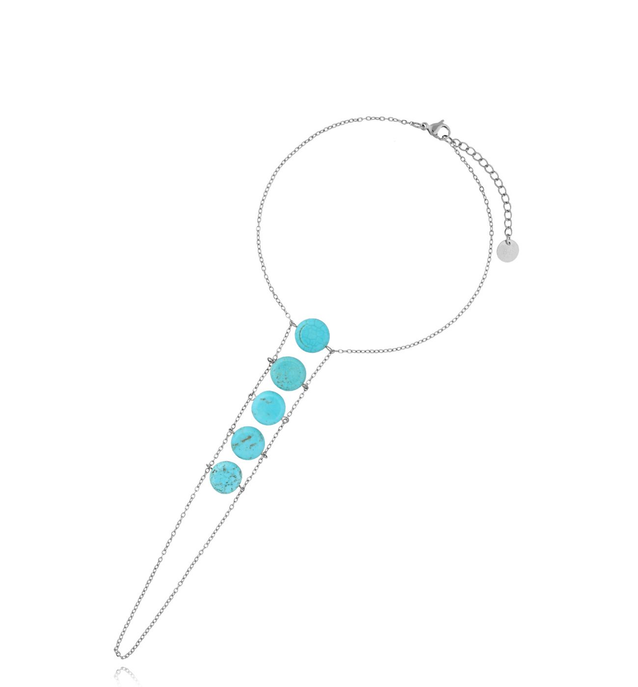 Bransoletka na nogę srebrna z turkusami Trinidad B - By Dziubeka