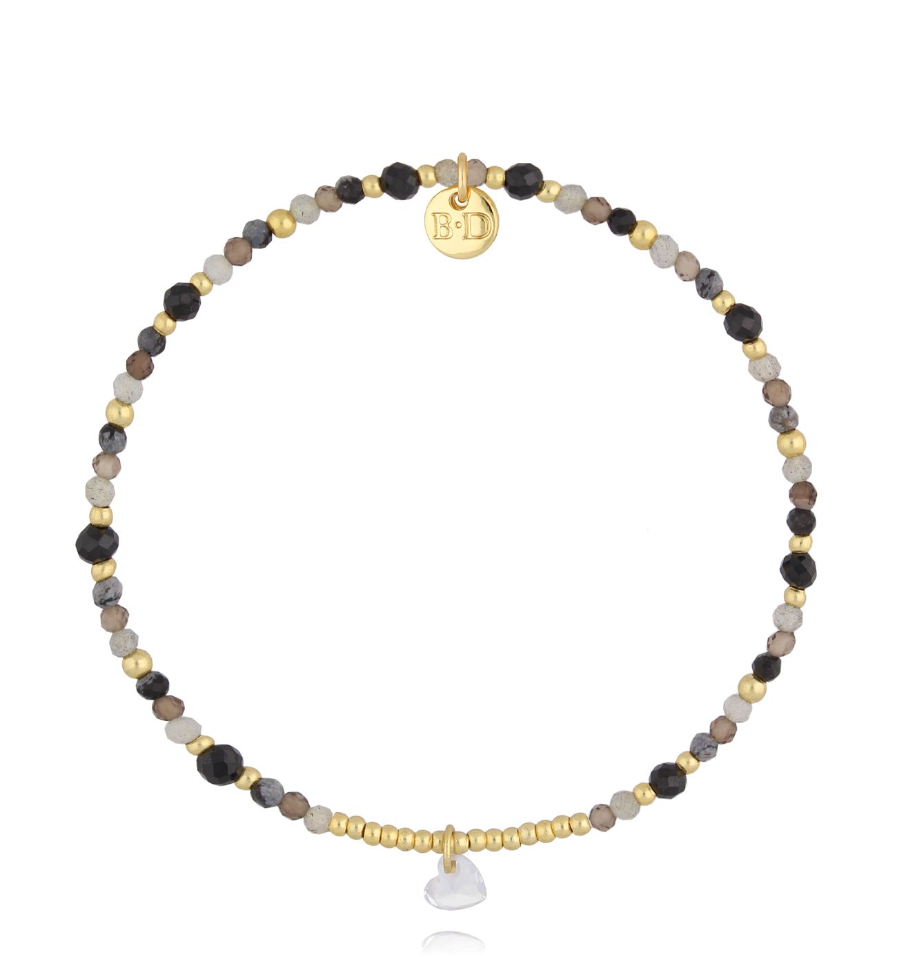 Bransoletka czarno szara z sercem BSC2161