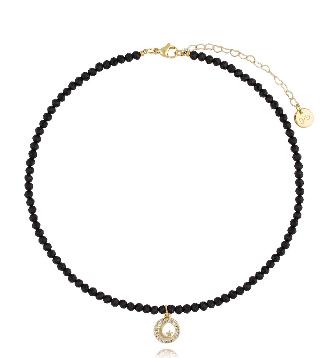 Naszyjnik z turmalinami i złotą zawieszką NTW1445