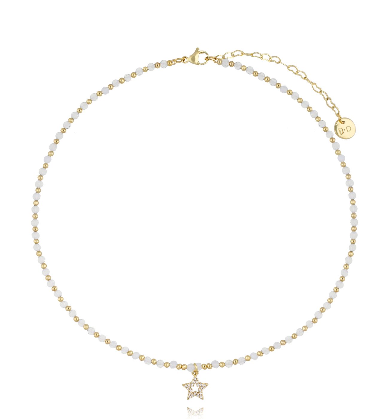 Naszyjnik z białymi opalami i gwiazdką - By Dziubeka