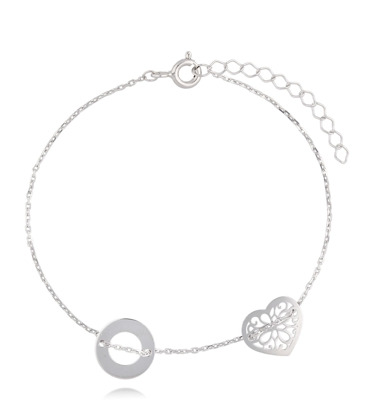 Bransoletka srebrna z ażurowym sercem Altea - By Dziubeka