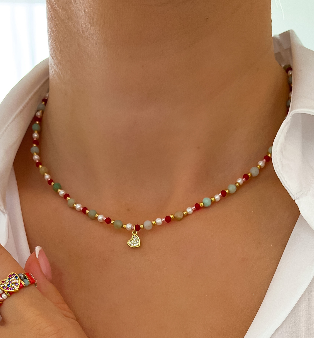 Naszyjnik pastelowy z serduszkiem Sungi NBI0003