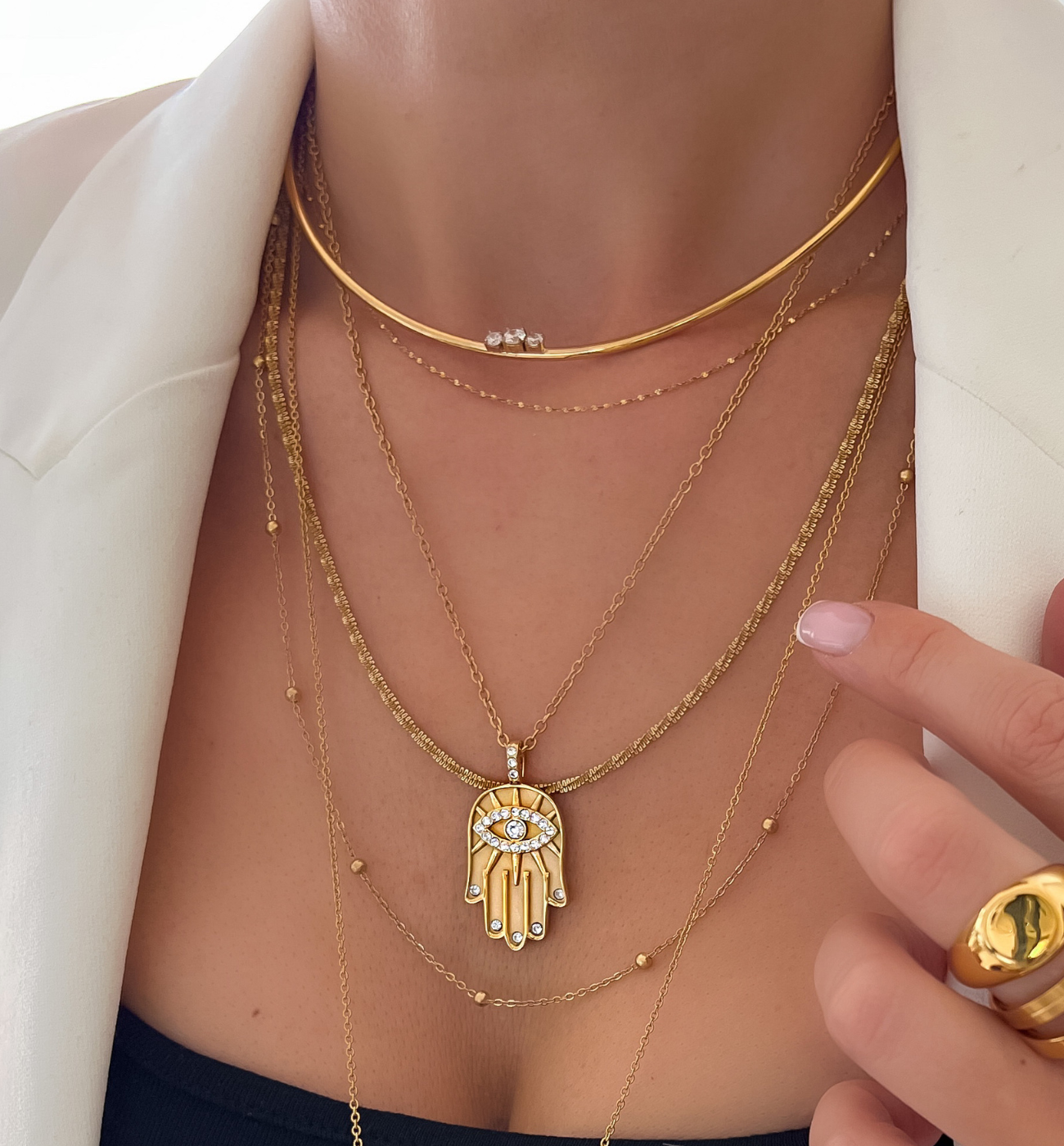 Naszyjnik obroża złota z cyrkoniami All NSA0761