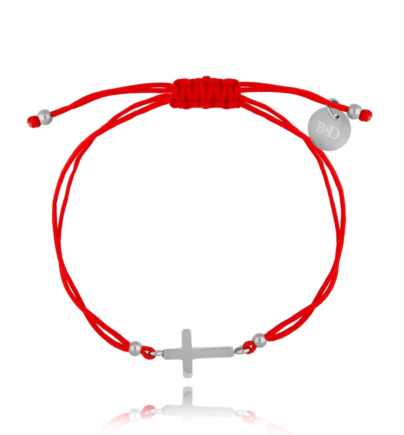 Bransoletka czerwono-srebrna z krzyżykiem Meaning BGL0568