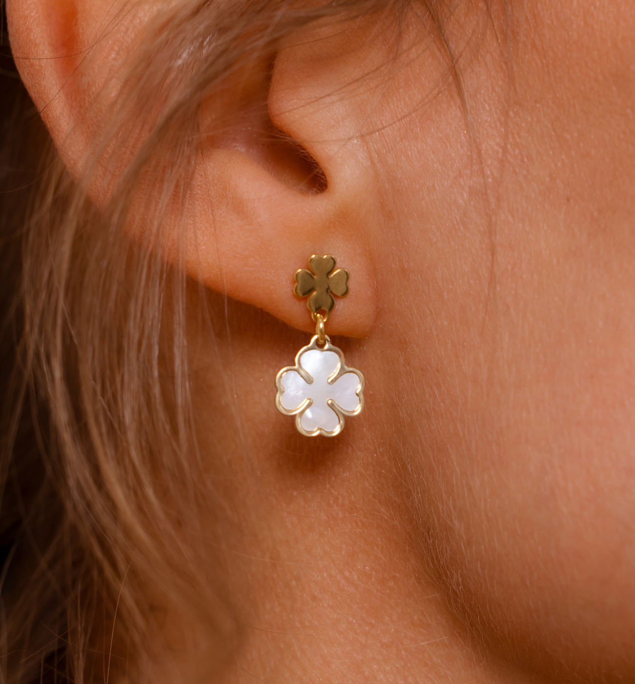 Kolczyki koniczynki złote KGG0020 - By Dziubeka