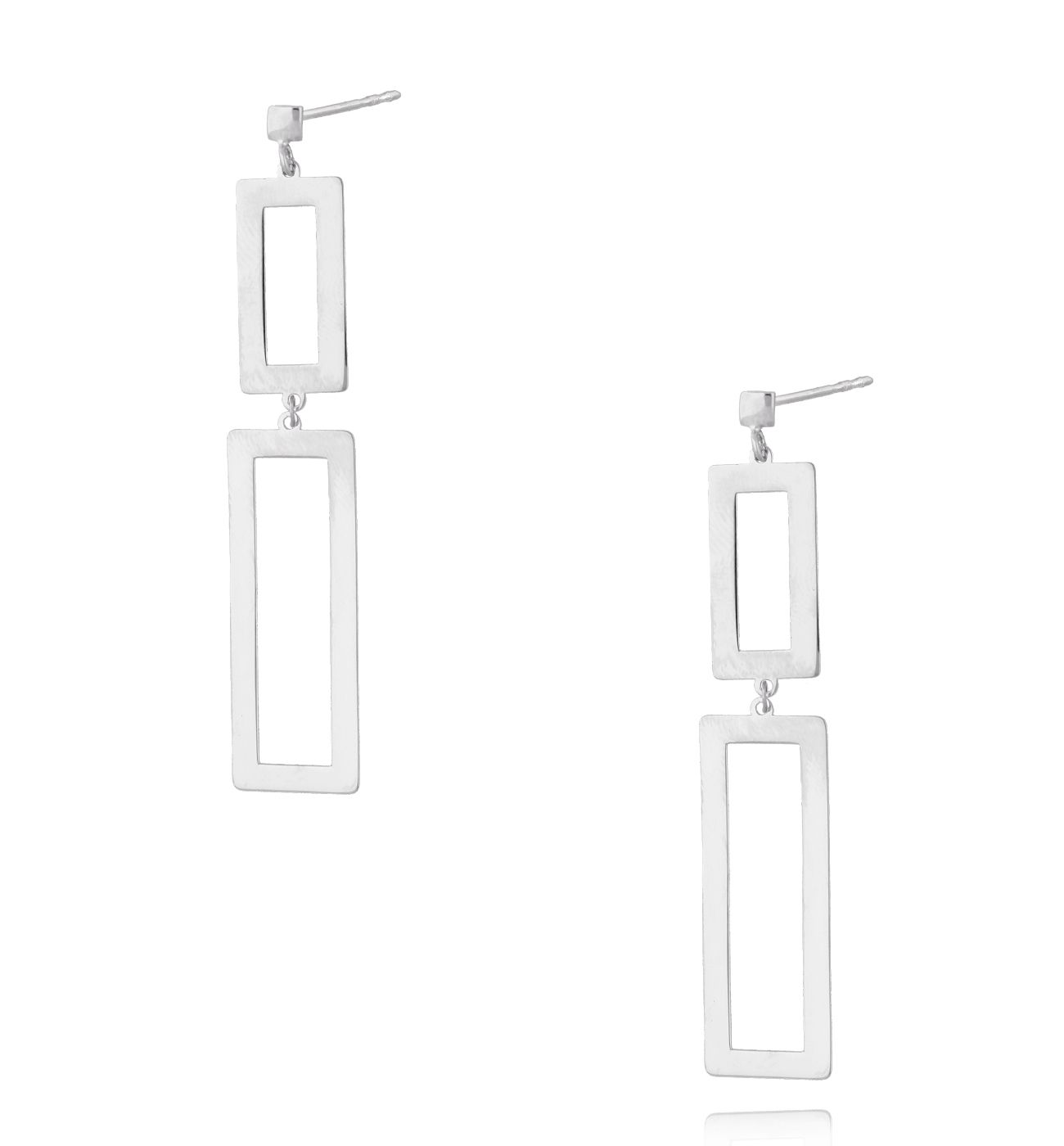 Kolczyki prostokątne srebrne Gisèle - By Dziubeka