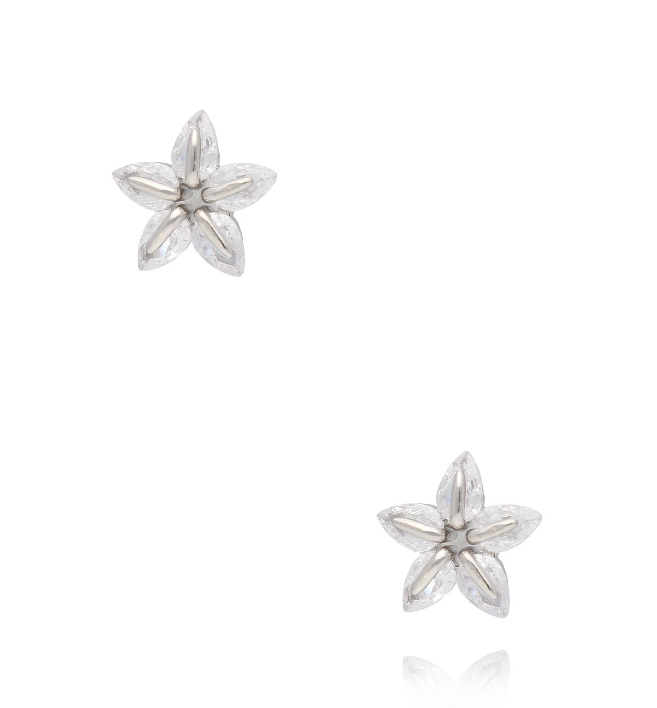 Kolczyki kwiatuszki z kryształkami srebrne KSS1923