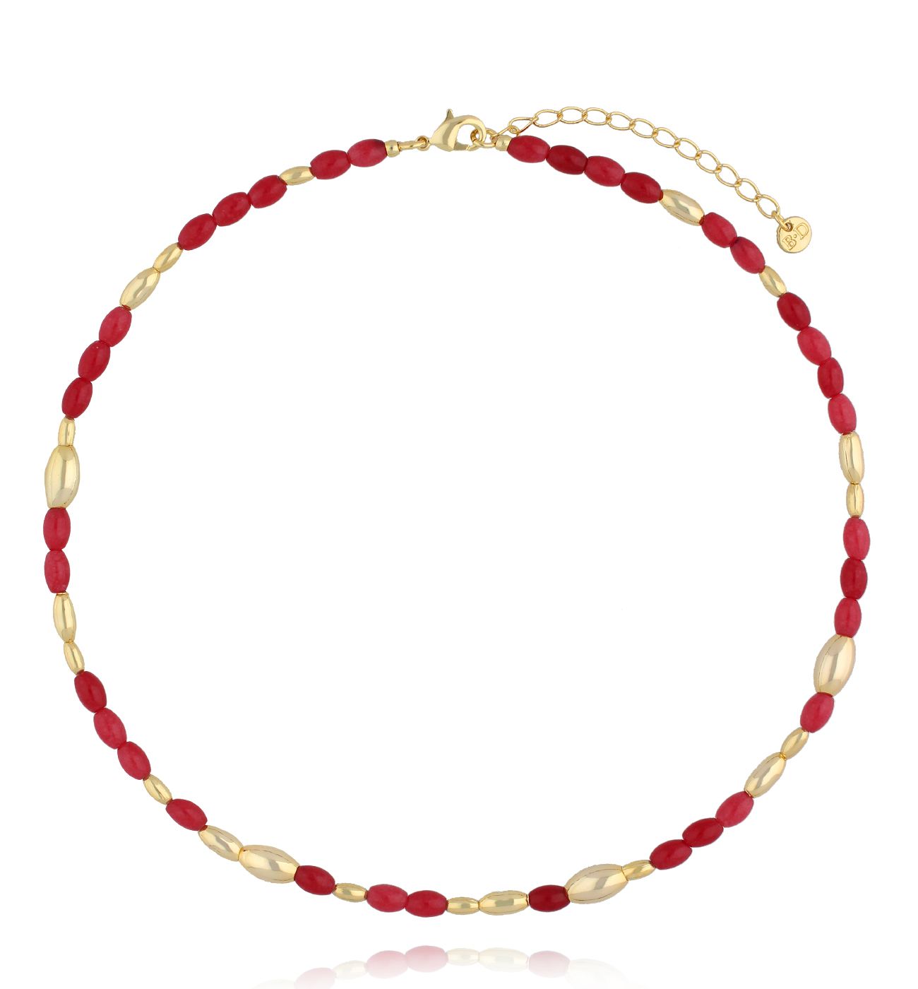 Naszyjnik z czerwonymi jadeitami NSC0558