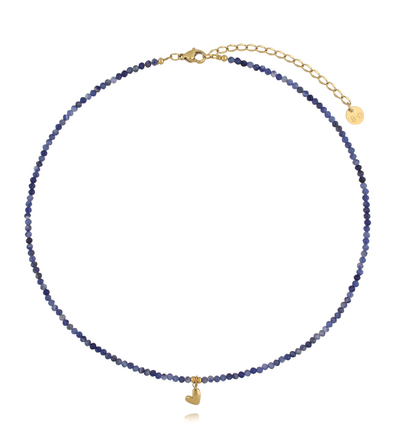 Naszyjnik z sodalitami i złotym sercem NTW1495