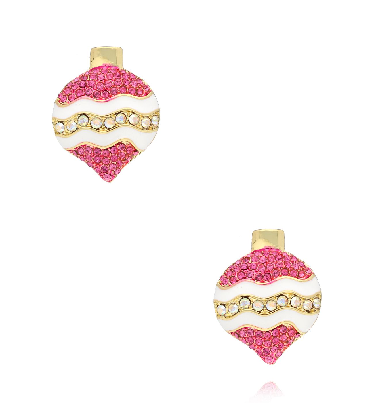 Kolczyki świąteczne różowe bombki Candy Cane KSS1944