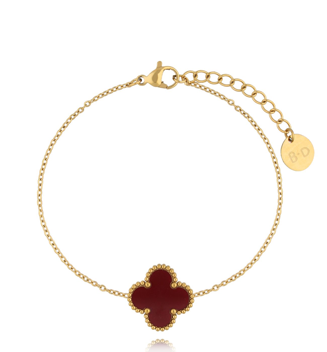 Bransoletka z bordową koniczynką złota Clovers BSY0186