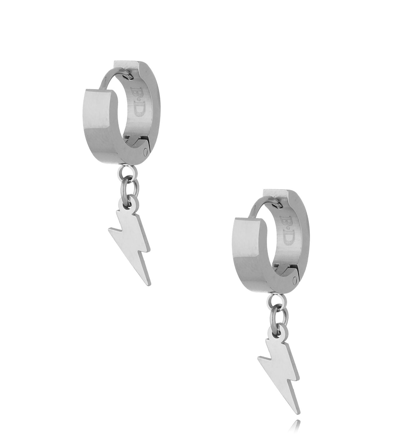 Kolczyki kółeczka z błyskawicą srebrne Storm 029 - By Dziubeka