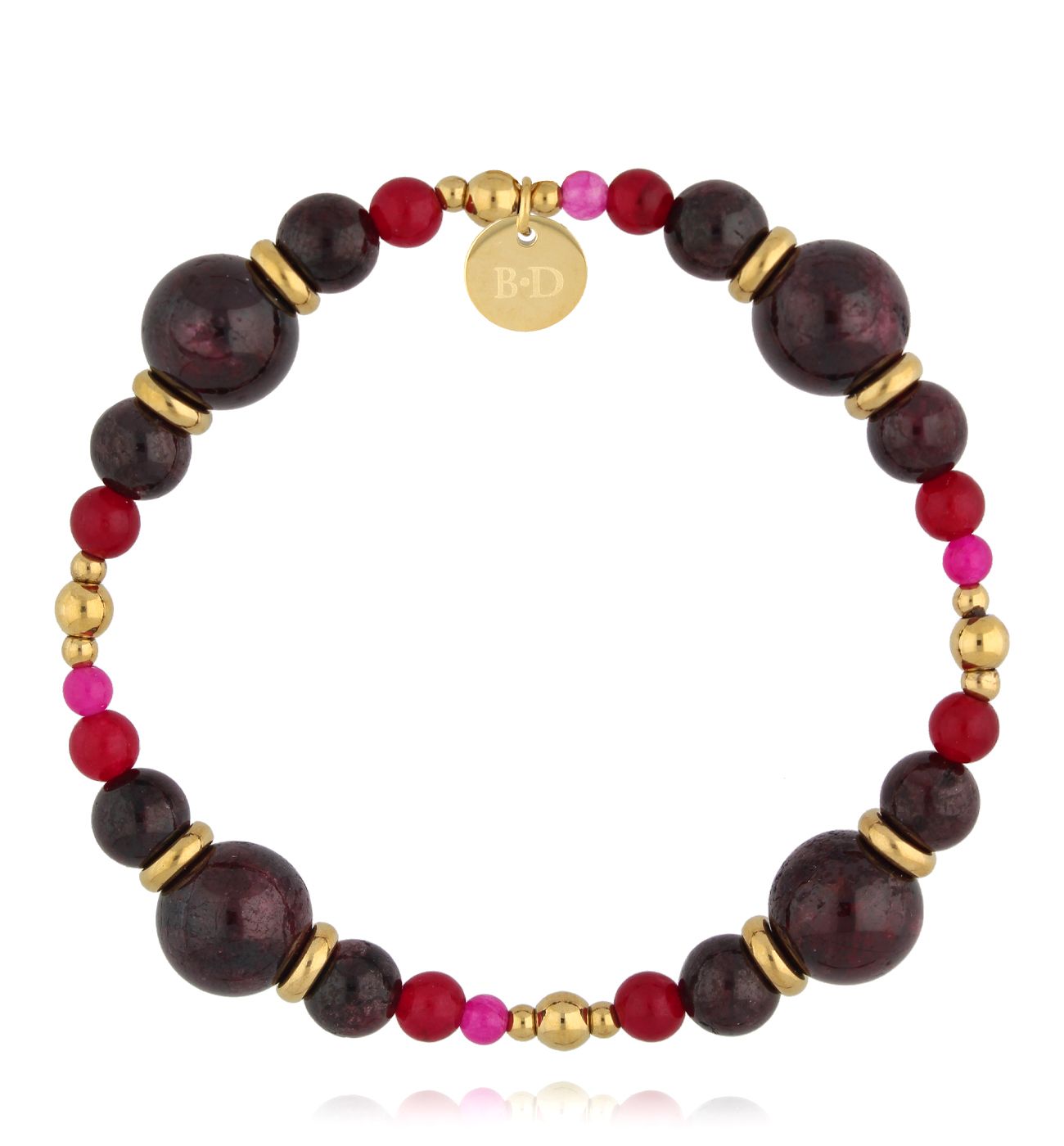 Bransoletka bordowa z jadeitami - By Dziubeka