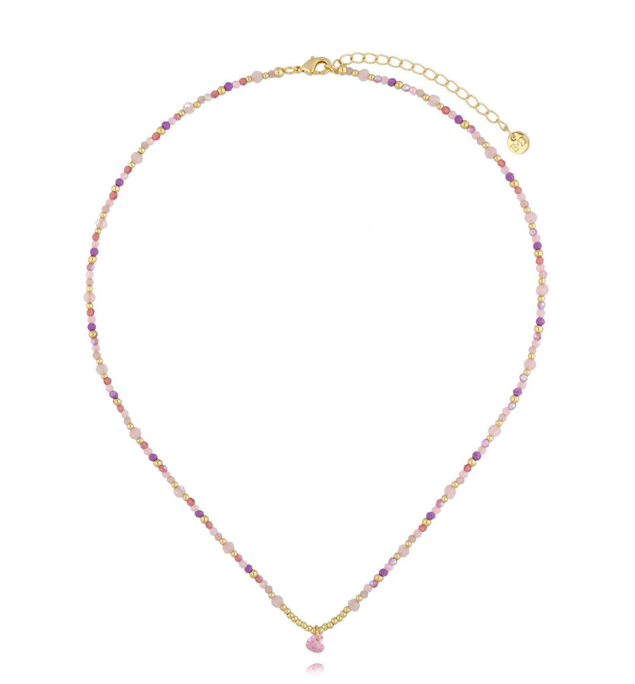 Naszyjnik fioletowy z sercem - By Dziubeka