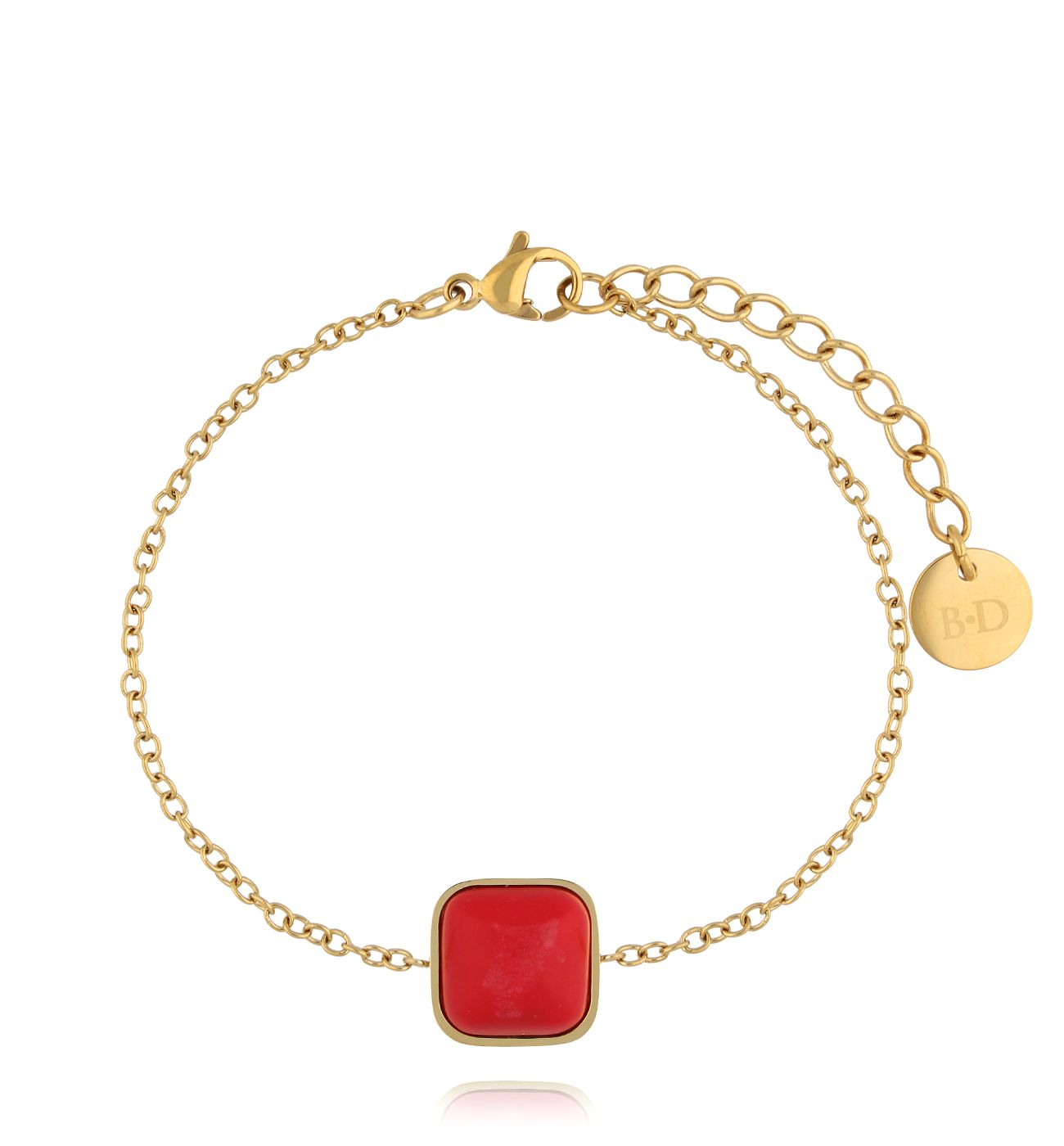 Bransoletka z czerwonym koralem złota - By Dziubeka