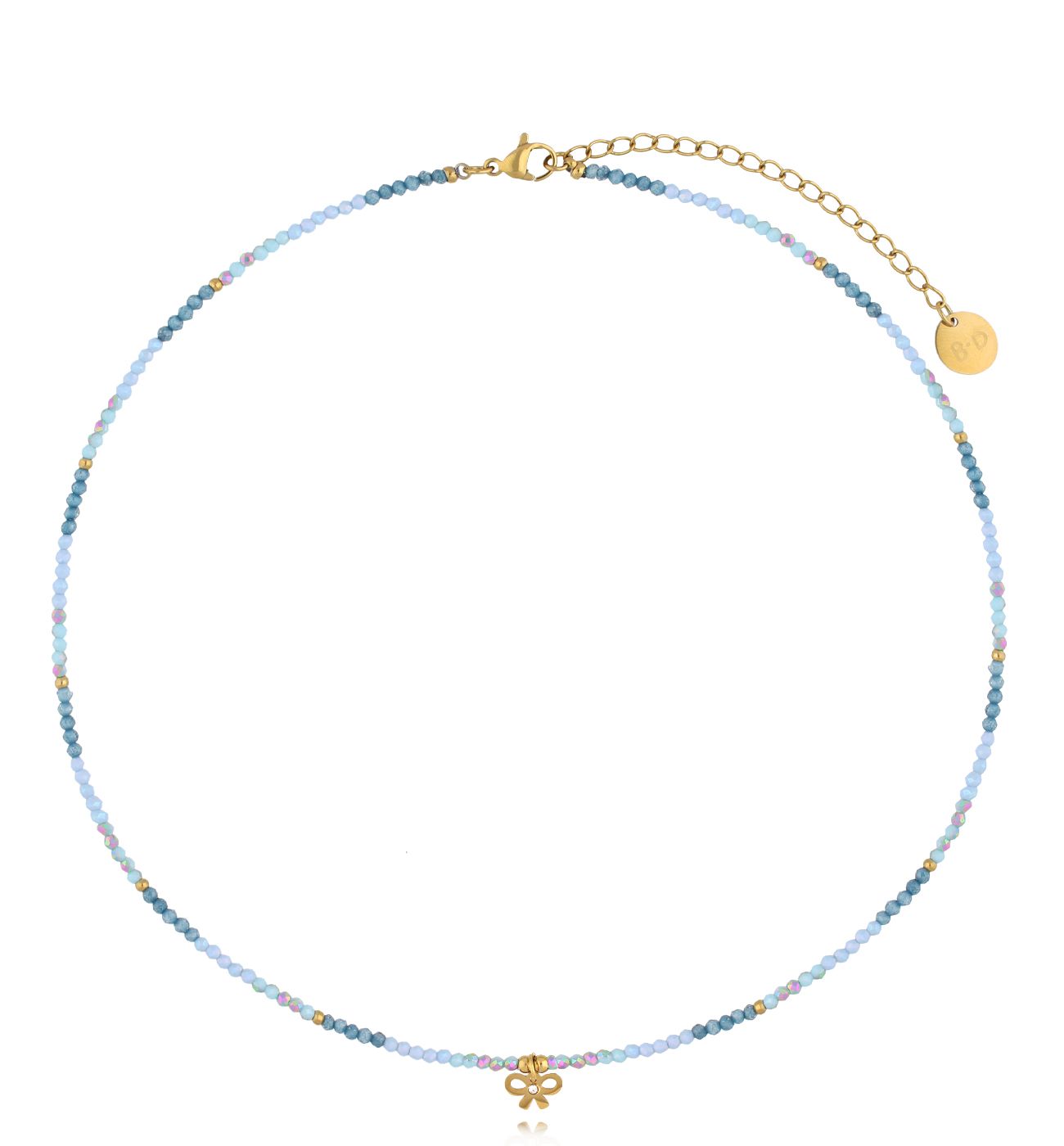 Naszyjnik z cyrkoniami i kokardką NTW1378